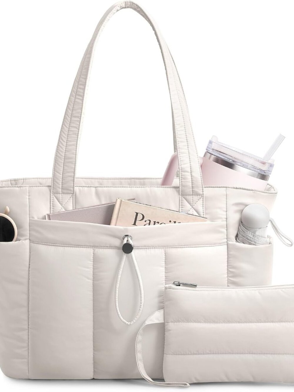 Puffy for Women with Cup Holder & Laptop Compartment & Cosmetic Bag & Trolley Sl